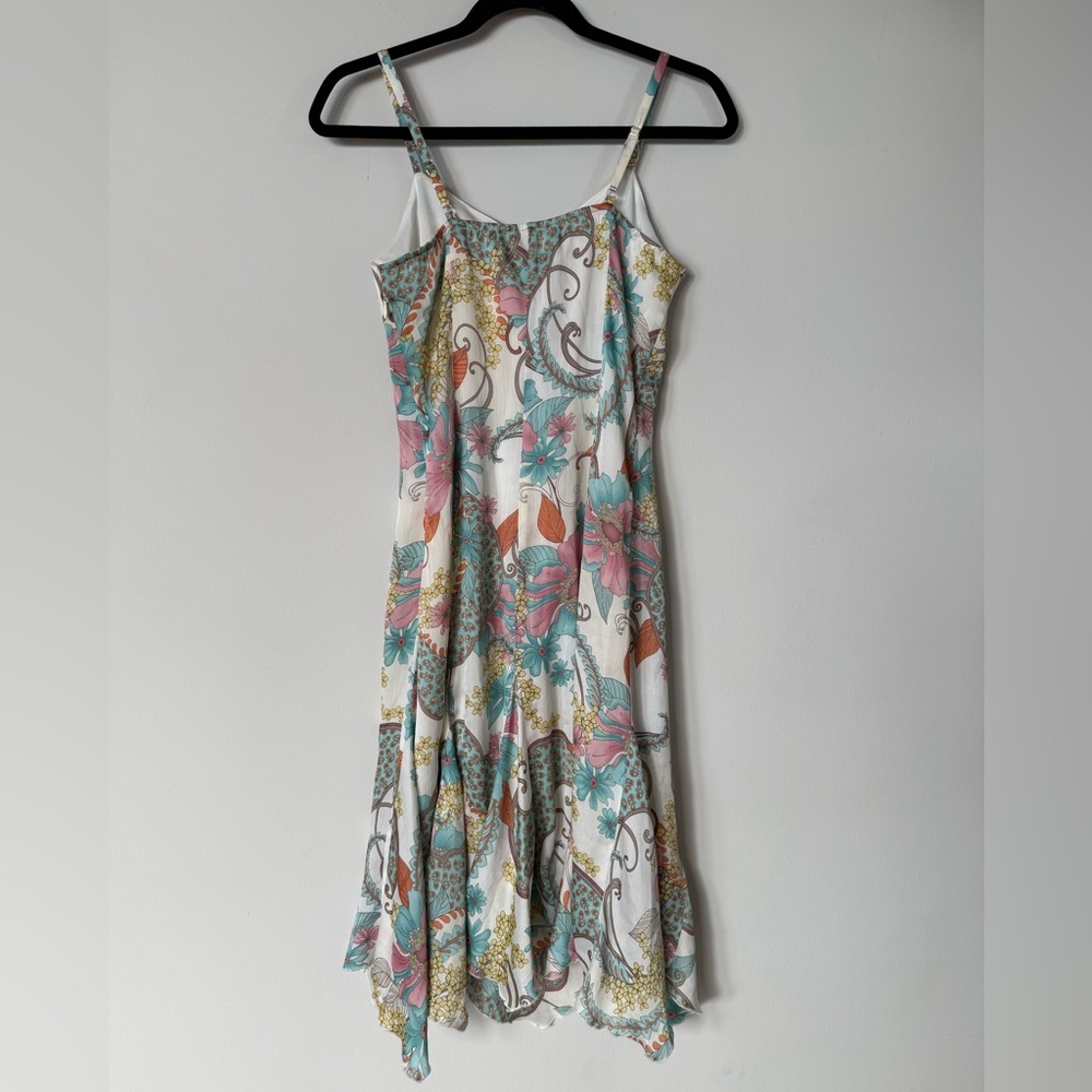Vintage Y2K Fairycore Floral Paisley Asymmetrical Hem Midi Girlhood Core Dress - Picture 6 of 13
